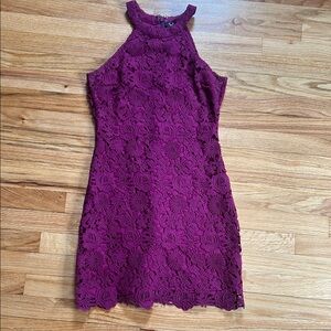 Women’s Lulu’s Medium Lace Halter Dress in Plum
